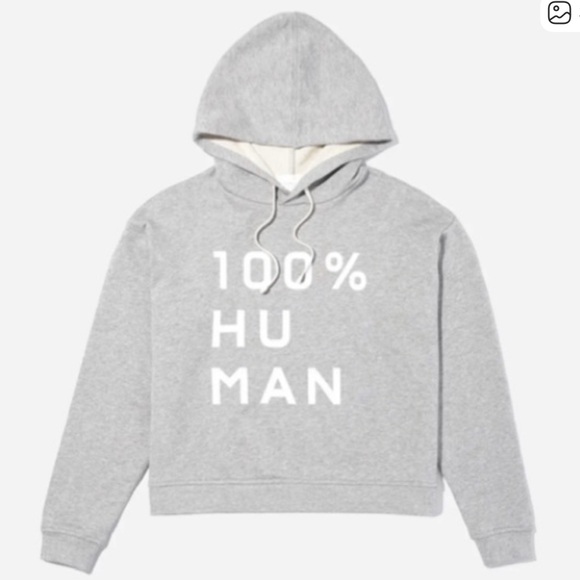 Everlane women’s grey 100% human cropped hooded sweatshirt size small - Picture 1 of 8